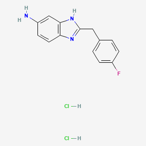 molecular formula C14H14Cl2FN3 B2438225 2-[(4-fluorophenyl)methyl]-1H-1,3-benzodiazol-5-amine dihydrochloride CAS No. 1864061-46-0