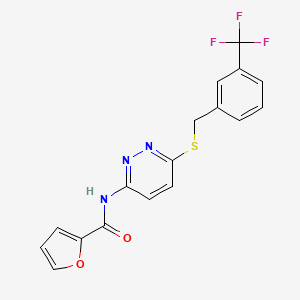 molecular formula C17H12F3N3O2S B2438233 N-(6-((3-(trifluoromethyl)benzyl)thio)pyridazin-3-yl)furan-2-carboxamide CAS No. 1021026-49-2