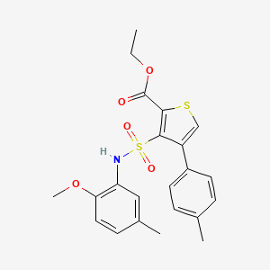 molecular formula C22H23NO5S2 B2438234 Ethyl 3-[(2-methoxy-5-methylphenyl)sulfamoyl]-4-(4-methylphenyl)thiophene-2-carboxylate CAS No. 946384-72-1