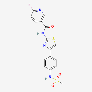 molecular formula C16H13FN4O3S2 B2438235 6-fluoro-N-[4-(4-methanesulfonamidophenyl)-1,3-thiazol-2-yl]pyridine-3-carboxamide CAS No. 1795467-20-7