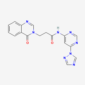 molecular formula C17H14N8O2 B2438236 N-(6-(1H-1,2,4-triazol-1-yl)pyrimidin-4-yl)-3-(4-oxoquinazolin-3(4H)-yl)propanamide CAS No. 1448037-19-1