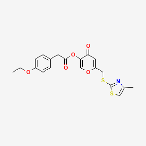 molecular formula C20H19NO5S2 B2438237 6-(((4-methylthiazol-2-yl)thio)methyl)-4-oxo-4H-pyran-3-yl 2-(4-ethoxyphenyl)acetate CAS No. 896306-12-0