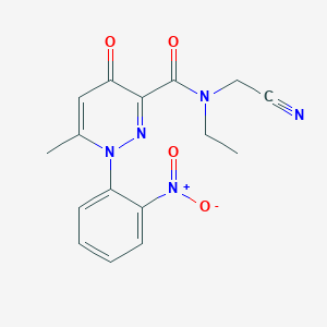 molecular formula C16H15N5O4 B2438238 N-(cyanomethyl)-N-ethyl-6-methyl-1-(2-nitrophenyl)-4-oxopyridazine-3-carboxamide CAS No. 1223028-04-3