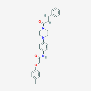 molecular formula C28H29N3O3 B243824 2-(4-methylphenoxy)-N-(4-{4-[(2E)-3-phenylprop-2-enoyl]piperazin-1-yl}phenyl)acetamide 