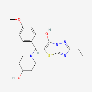 molecular formula C19H24N4O3S B2438244 2-乙基-5-((4-羟基哌啶-1-基)(4-甲氧基苯基)甲基)噻唑并[3,2-b][1,2,4]三唑-6-醇 CAS No. 898350-61-3