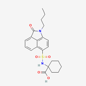 molecular formula C22H26N2O5S B2438257 1-(1-Butyl-2-oxo-1,2-dihydrobenzo[cd]indole-6-sulfonamido)cyclohexanecarboxylic acid CAS No. 690246-23-2