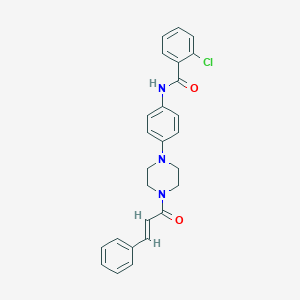 molecular formula C26H24ClN3O2 B243826 2-chloro-N-(4-{4-[(2E)-3-phenylprop-2-enoyl]piperazin-1-yl}phenyl)benzamide 