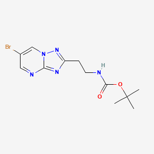 molecular formula C12H16BrN5O2 B2438273 特丁基 N-[2-(6-溴-[1,2,4]三唑并[1,5-a]嘧啶-2-基)乙基]氨基甲酸酯 CAS No. 2411285-68-0