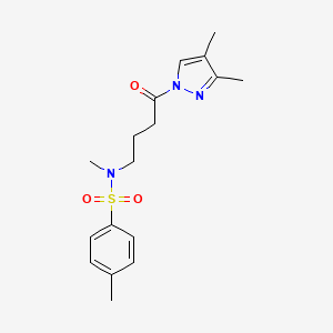 molecular formula C17H23N3O3S B2438279 N-(4-(3,4-dimethyl-1H-pyrazol-1-yl)-4-oxobutyl)-N,4-dimethylbenzenesulfonamide CAS No. 1421467-27-7