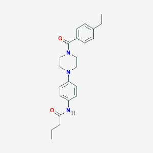 molecular formula C23H29N3O2 B243828 N-{4-[4-(4-ethylbenzoyl)-1-piperazinyl]phenyl}butanamide 