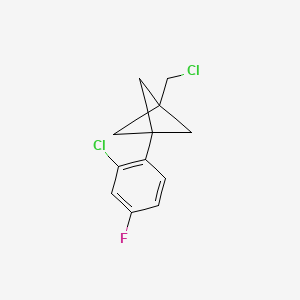 molecular formula C12H11Cl2F B2438282 1-(2-Chloro-4-fluorophenyl)-3-(chloromethyl)bicyclo[1.1.1]pentane CAS No. 2287339-83-5