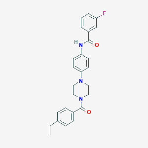 molecular formula C26H26FN3O2 B243829 N-{4-[4-(4-ethylbenzoyl)-1-piperazinyl]phenyl}-3-fluorobenzamide 