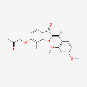 molecular formula C21H20O6 B2438300 (Z)-2-(2,4-dimethoxybenzylidene)-7-methyl-6-(2-oxopropoxy)benzofuran-3(2H)-one CAS No. 859662-08-1