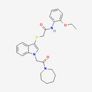 molecular formula C26H31N3O3S B2438301 2-{[1-(2-azepan-1-yl-2-oxoethyl)-1H-indol-3-yl]thio}-N-(2-ethoxyphenyl)acetamide CAS No. 878055-77-7