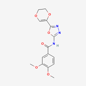 N-(5-(5,6-dihydro-1,4-dioxin-2-yl)-1,3,4-oxadiazol-2-yl)-3,4-dimethoxybenzamide