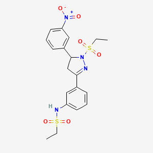 B2438307 N-(3-(1-(ethylsulfonyl)-5-(3-nitrophenyl)-4,5-dihydro-1H-pyrazol-3-yl)phenyl)ethanesulfonamide CAS No. 851782-93-9