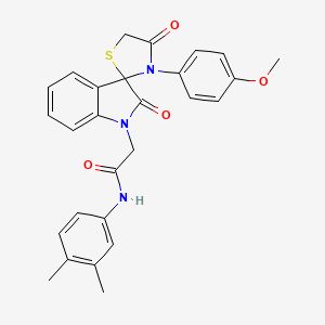 molecular formula C27H25N3O4S B2438308 N-(3,4-dimethylphenyl)-2-(3'-(4-methoxyphenyl)-2,4'-dioxospiro[indoline-3,2'-thiazolidin]-1-yl)acetamide CAS No. 894560-80-6