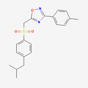 molecular formula C20H22N2O3S B2438312 5-(((4-Isobutylphenyl)sulfonyl)methyl)-3-(p-tolyl)-1,2,4-oxadiazole CAS No. 1105199-29-8