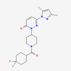 molecular formula C21H27F2N5O2 B2438313 2-[1-(4,4-Difluorocyclohexanecarbonyl)piperidin-4-yl]-6-(3,5-dimethylpyrazol-1-yl)pyridazin-3-one CAS No. 2379997-78-9