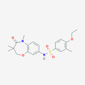 molecular formula C21H26N2O5S B2438316 4-ethoxy-3-methyl-N-(3,3,5-trimethyl-4-oxo-2,3,4,5-tetrahydrobenzo[b][1,4]oxazepin-8-yl)benzenesulfonamide CAS No. 922041-22-3