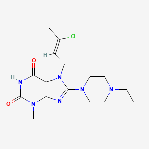 molecular formula C16H23ClN6O2 B2438319 (Z)-7-(3-chlorobut-2-en-1-yl)-8-(4-ethylpiperazin-1-yl)-3-methyl-1H-purine-2,6(3H,7H)-dione CAS No. 946334-19-6