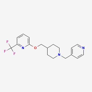 molecular formula C18H20F3N3O B2438328 2-[[1-(Pyridin-4-ylmethyl)piperidin-4-yl]methoxy]-6-(trifluoromethyl)pyridine CAS No. 2379947-36-9