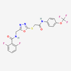 molecular formula C19H13F5N4O4S B2438332 2,6-difluoro-N-((5-((2-oxo-2-((4-(trifluoromethoxy)phenyl)amino)ethyl)thio)-1,3,4-oxadiazol-2-yl)methyl)benzamide CAS No. 921085-77-0