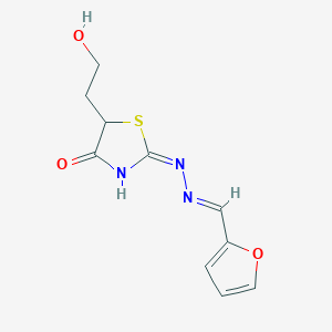 (E)-2-((E)-(furan-2-ylmethylene)hydrazono)-5-(2-hydroxyethyl)thiazolidin-4-one