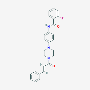 molecular formula C26H24FN3O2 B243834 2-fluoro-N-(4-{4-[(2E)-3-phenylprop-2-enoyl]piperazin-1-yl}phenyl)benzamide 