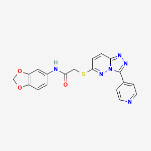 molecular formula C19H14N6O3S B2438351 N-(1,3-苯并二氧杂环-5-基)-2-[(3-吡啶-4-基-[1,2,4]三唑并[4,3-b]哒嗪-6-基)硫代]乙酰胺 CAS No. 868969-86-2