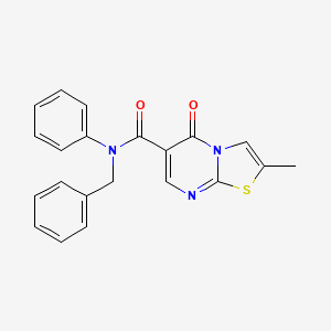 molecular formula C21H17N3O2S B2438357 N-benzyl-2-methyl-5-oxo-N-phenyl-5H-thiazolo[3,2-a]pyrimidine-6-carboxamide CAS No. 896337-60-3