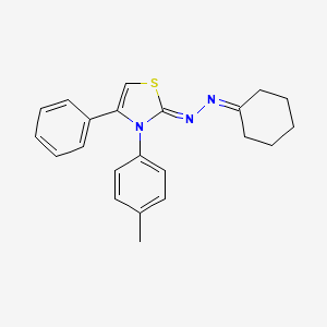 molecular formula C22H23N3S B2438364 (Z)-2-(cyclohexylidenehydrazono)-4-phenyl-3-(p-tolyl)-2,3-dihydrothiazole CAS No. 402946-27-4