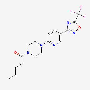 molecular formula C17H20F3N5O2 B2438365 1-(4-(5-(5-(Trifluoromethyl)-1,2,4-oxadiazol-3-yl)pyridin-2-yl)piperazin-1-yl)pentan-1-one CAS No. 1234893-52-7