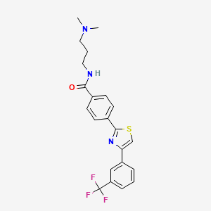 molecular formula C22H22F3N3OS B2438370 N-[3-(dimethylamino)propyl]-4-{4-[3-(trifluoromethyl)phenyl]-1,3-thiazol-2-yl}benzamide CAS No. 338397-08-3