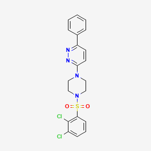 molecular formula C20H18Cl2N4O2S B2438371 3-(4-((2,3-Dichlorophenyl)sulfonyl)piperazin-1-yl)-6-phenylpyridazine CAS No. 1021104-26-6