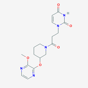 molecular formula C17H21N5O5 B2438372 1-(3-(3-((3-methoxypyrazin-2-yl)oxy)piperidin-1-yl)-3-oxopropyl)pyrimidine-2,4(1H,3H)-dione CAS No. 2034480-16-3
