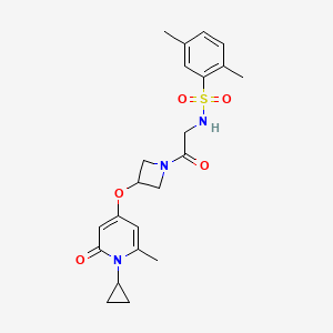 N-(2-(3-((1-cyclopropyl-6-methyl-2-oxo-1,2-dihydropyridin-4-yl)oxy)azetidin-1-yl)-2-oxoethyl)-2,5-dimethylbenzenesulfonamide