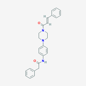 molecular formula C27H27N3O2 B243839 2-phenyl-N-(4-{4-[(2E)-3-phenylprop-2-enoyl]piperazin-1-yl}phenyl)acetamide 
