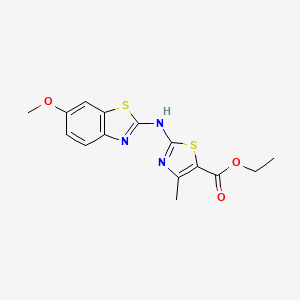 molecular formula C15H15N3O3S2 B2438396 Ethyl 2-[(6-methoxy-1,3-benzothiazol-2-yl)amino]-4-methyl-1,3-thiazole-5-carboxylate CAS No. 862975-56-2