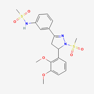 molecular formula C19H23N3O6S2 B2438411 N-[3-[3-(2,3-二甲氧基苯基)-2-甲基磺酰基-3,4-二氢吡唑-5-基]苯基]甲磺酰胺 CAS No. 852141-87-8