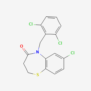molecular formula C16H12Cl3NOS B2438417 7-chloro-5-(2,6-dichlorobenzyl)-2,3-dihydro-1,5-benzothiazepin-4(5H)-one CAS No. 303987-48-6