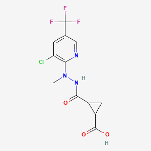 molecular formula C12H11ClF3N3O3 B2438420 2-({2-[3-氯-5-(三氟甲基)-2-吡啶基]-2-甲基肼羰基）环丙烷羧酸 CAS No. 1024308-67-5
