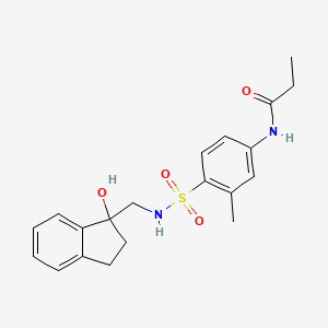 molecular formula C20H24N2O4S B2438422 N-(4-(N-((1-hydroxy-2,3-dihydro-1H-inden-1-yl)methyl)sulfamoyl)-3-methylphenyl)propionamide CAS No. 1448129-72-3