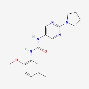 molecular formula C17H21N5O2 B2438430 1-(2-Methoxy-5-methylphenyl)-3-(2-(pyrrolidin-1-yl)pyrimidin-5-yl)urea CAS No. 1396861-41-8