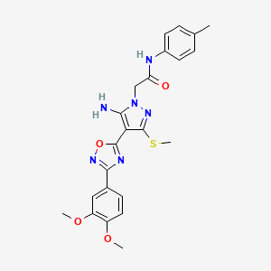molecular formula C23H24N6O4S B2438437 2-(5-氨基-4-(3-(3,4-二甲氧基苯基)-1,2,4-噁二唑-5-基)-3-(甲硫基)-1H-吡唑-1-基)-N-(对甲苯基)乙酰胺 CAS No. 1019098-92-0