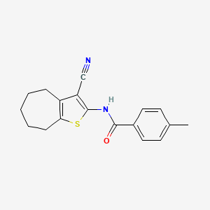 molecular formula C18H18N2OS B2438440 N-(3-氰基-5,6,7,8-四氢-4H-环庚[b]噻吩-2-基)-4-甲基苯甲酰胺 CAS No. 362473-18-5