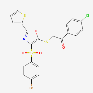2-((4-((4-Bromophenyl)sulfonyl)-2-(thiophen-2-yl)oxazol-5-yl)thio)-1-(4-chlorophenyl)ethanone