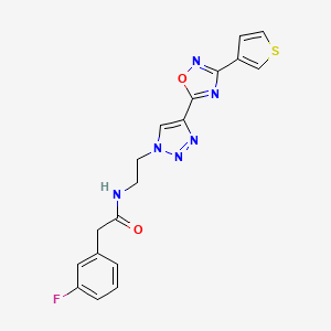 molecular formula C18H15FN6O2S B2438447 2-(3-fluorophenyl)-N-(2-(4-(3-(thiophen-3-yl)-1,2,4-oxadiazol-5-yl)-1H-1,2,3-triazol-1-yl)ethyl)acetamide CAS No. 2034355-14-9