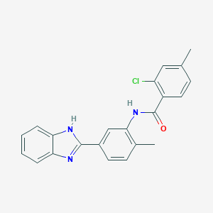 molecular formula C22H18ClN3O B243845 N-[5-(1H-benzimidazol-2-yl)-2-methylphenyl]-2-chloro-4-methylbenzamide 