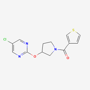 molecular formula C13H12ClN3O2S B2438454 (3-((5-Chloropyrimidin-2-yl)oxy)pyrrolidin-1-yl)(thiophen-3-yl)methanone CAS No. 2034321-32-7